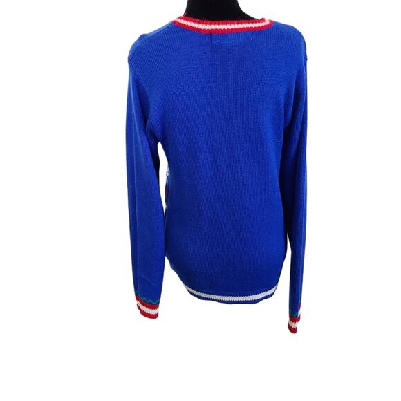 Jolly Sweaters Womens S Blue Holiday Ugly Sweater Christmas Party Reindeer Knit - Picture 2 of 12